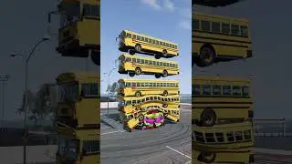 Mixed Rainbow Colour Cars & Buses Fall Crash #1 - BeamNG.Drive