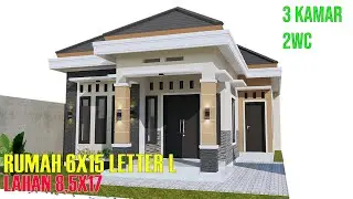 Desain Rumah 6x15 1 lantai minimalis modern lahan 8,5x17 3 kamar tidur HAQ DESAIN