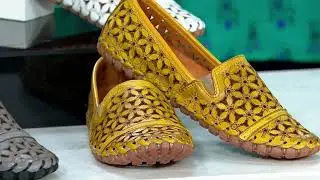 Spring Step Leather Perforated Slip-Ons - Flowerflow on QVC