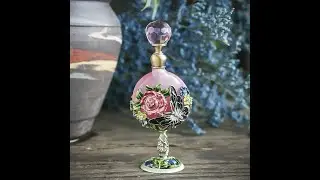 YUFENG Vintage Perfume Bottles Empty Refillable Fancy Pink Rose Pattern Restoring Ancient Antique
