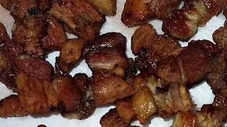Cast iron fried pork belly bites!
