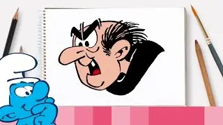 S&aring; h&auml;r ritar du Gargamel &bull; Smurfarna
