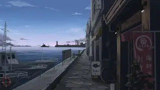 【背景イラストメイキング】朝の港町