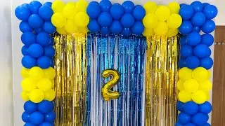 Blue & Yellow combination Balloon Arch Decoration for Boy Birthday Party at home