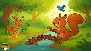 Squirrel's hard work bridge | Hindi Kids Poem | Moral Story | Squirrel Bridge Cartoon Story