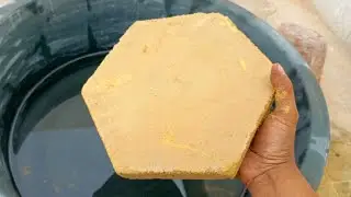 Asmr.Golden mud clay water crumbling in tub
