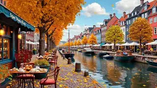 Cozy Autumn Morning in Copenhagen 🍂 | Jazz Coffee Shop Ambience with Nyhavn Canal & Fall Charm
