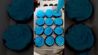 Cup Cake Blue​ Birthday Cute Small នំខេកតូចធំស្អាត #cake #birthday #dessert #shorts #viral #food