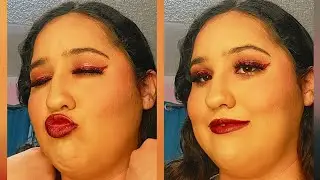 Red Glitter Liner Makeup Tutorial|Fall Glam Makeup 