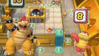 Super Mario Party - Bowser and Pom Pom vs Bowser Jr. and Mario - Tantalizing Tower Toys