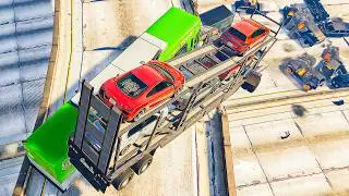 GTA 5 NPCs drive off overpass