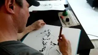 David Mack drawing me at Rae Threat's photo shoot