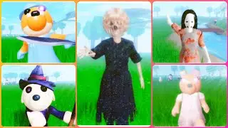 THE PIGGY BATTLE ALL WAVE 5 BADGE SKINS JUMPSCARES.