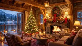 Snowy Christmas Cabin   Vintage Jazz | 1950s Holiday Lounge Music Frank Sinatra Style 4K