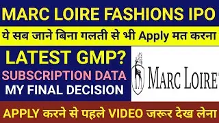 Marc Loire IPO 🔴Mark Loire IPO Review🔴Marc Loire IPO Gmp Today🔴Marc Loire Fashions IPO Gmp🔴 Mark IPO