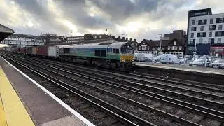 GBRF Aggeregate Class 66 Container Freight Train Leaving Eastleigh Train Station This Afternoon 