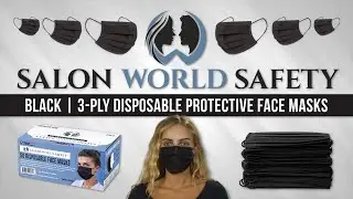 Salon World Safety | Black 3-Ply Disposable Protective Face Masks