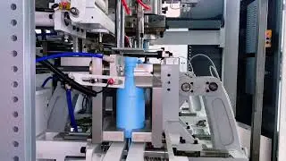 Three-layer pesticide bottle   1 liter   mold moving by sever motor robot arm to pick bottle