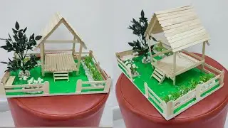 Wooden Sticks Landscape House Making Ideas 🏡#homedecor #homedecorideas #landscape #wooden #sticks 