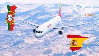 Infinite flight simulator Madrid (MAD) - Porto (OPO) Iberia A321 Time Lapse
