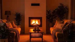 Aesthetic Living Room Fireplace 🌙 Soft Rainy Night Ambience (4K)