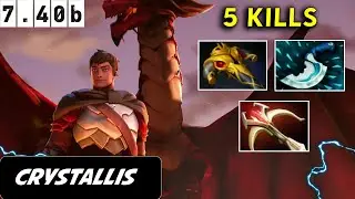 Crystallis Dragon Knight Safelane 5 Kills - Dota 2 Patch 7.40b Pro player Full Gameplay