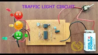 Traffic Light Circuit | Traffic Light Project made on Zero PCB using IC-555 Timer & counter IC-4017.
