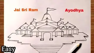 Ayodhya Ram Mandir Drawing Easy / Ram Mandir Drawing Sketch / How To Draw Ram Mandir