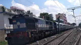 Surat Superfast chugging fastly with diseal loco Itarsi WDM3A under ClearSky with Bright SunShine