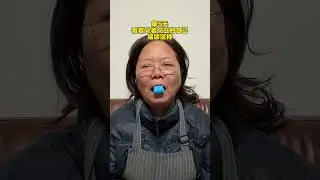 A 55-year-old auntie with a saggy face practicing facial yoga has tight lines and a clear