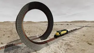 BeamNG.Drive - Trains vs Vertical Loop Crashes 002 | BeamNG High Speed