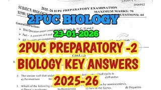 2PUC PREPARATORY -2 BIOLOGY KEY ANSWERS 2025-26 ಬೇಗ ಬೇಗ ಚೆಕ್ ಮಾಡಿಕೊಳ್ಳಿ 2026