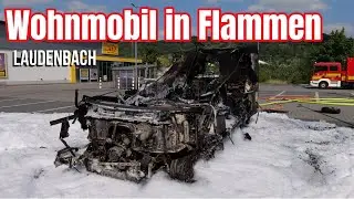 Wohnmobil auf Discounter Parkplatz in Laudenbach ausgebrannt