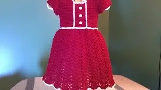 How to Crochet a Baby Dress - Christmas Holiday - Shell Stitch, Doll Dress