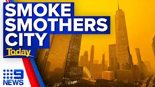 Air quality alerts for New York City as Canadian bush fires smother the city | 9 News Australia