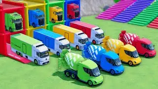 TRANSPORT OF COLOR - ALL MIXER TRUCK WITH DOUBLE FLATBED TRAILER TRUCK, SCANIA, DAF, MERCEDES - FS22