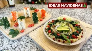 2 Pasabocas Navideños FÁCILES y Elegantes 🎄 | Corona de Hummus y Sándwiches de Pollo