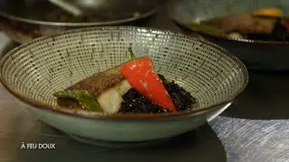 Lieu jaune rôti, risotto de riz vénéré, beurre d'oranges