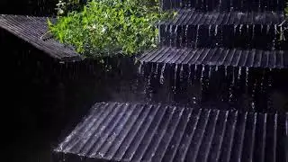 Heavy Rain ASMR on Tin Roof ⚡ Thunder Echoes for Stress Relief