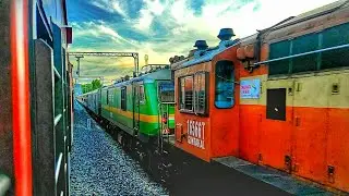 12649 YPR - NZM Sampark Kranti Exp crossing with 22684 LKO- YPR SF Exp at Devarkadra!!!