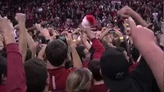 Husker fans storming the court after the last victory ever at the Devaney Center.