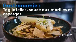 Gastronomie : tagliatelles, sauce aux morilles et asperges