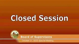 San Benito County - Board of Supervisors - Special Meeting - October 21, 2025