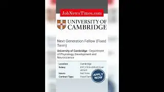 University of Cambridge Department of Physiology, Development and Neuroscience Phd Opportunity