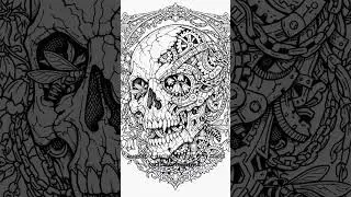 Gothic Steampunk Skull Coloring Book Flip Through ⚙️🖤 | Adult Coloring | Fast Preview  #speedcolor