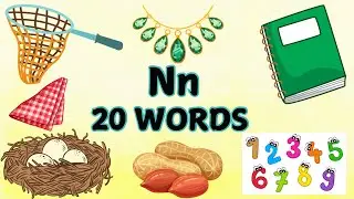 20 Words that starts with letter N | Letter N Words for Kids | Phonics Sound N | #alphabetforkids