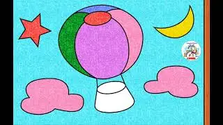 Coloring pictures of hot air balloon 4K. Раскрасить картинки воздушный шар 4K