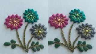 Basic stitch handemboridry/elegant emborided flower design/handemboridry tutorial