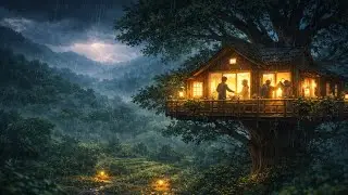 A Rainy Evening in the Tree House 🌧️ | Cozy Ghibli-Style Silent Life