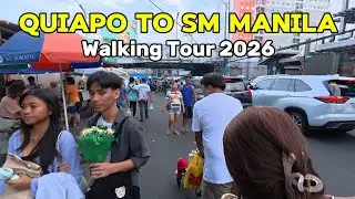 Quiapo to SM Manila: Sunday Crowd to Peaceful Bridge | 4K ASMR Walking Tour (No Talking)